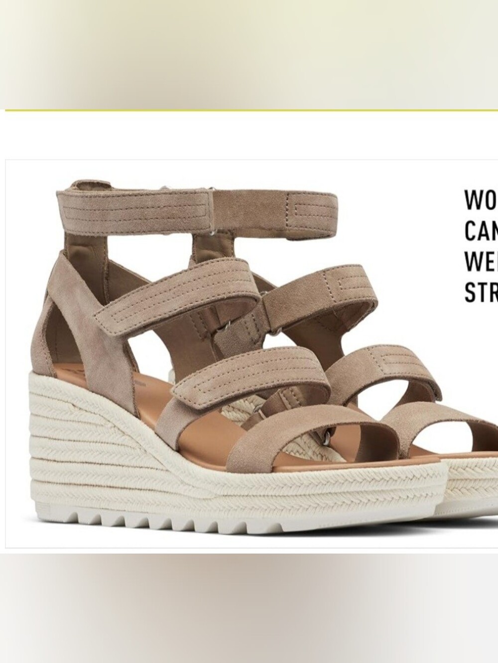 Sorel Cameron Wedge Multi Strap Sandals Suede Tan Leather Size 12